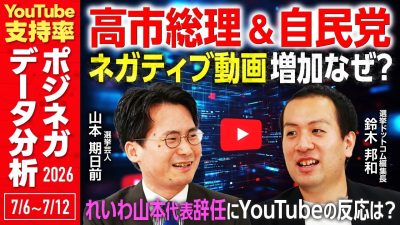 高市総理関連動画でネガがポジを初めて逆転！／週刊・政党YouTubeデータ分析（2026年7月6日～12日）